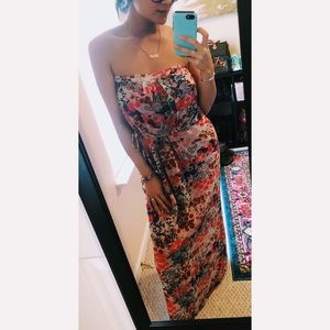 GAP Strapless Watercolor Maxi Dress